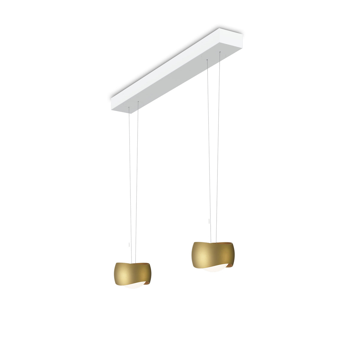 Oligo, Pendelleuchte Curved, 2-flammig Weiss Bronze, hochwertige Pendelleuchte