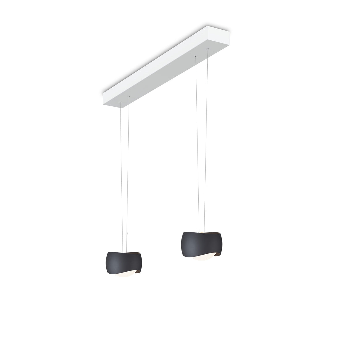 Oligo, Pendelleuchte Curved, 2-flammig Weiss Schwarz, moderne Lichtlösung