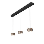 Oligo, Pendelleuchte Curved, 3-flammig Schwarz Brazilian Brown, hochwertige Lichtlösung