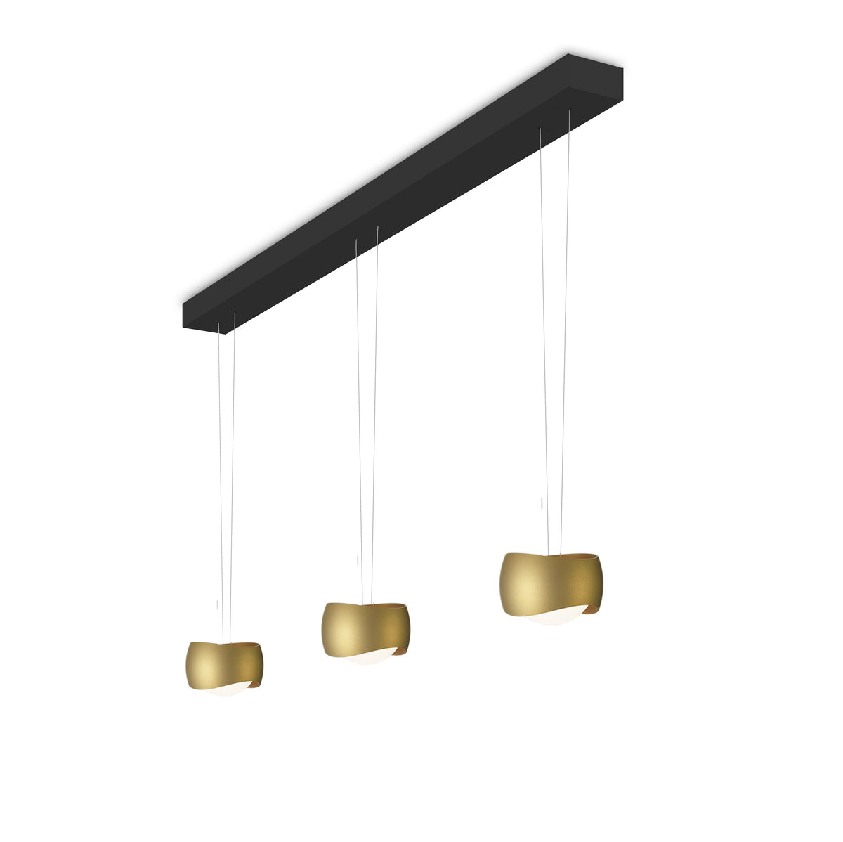 Oligo, Pendelleuchte Curved, 3-flammig Schwarz Bronze, moderne Raumbeleuchtung