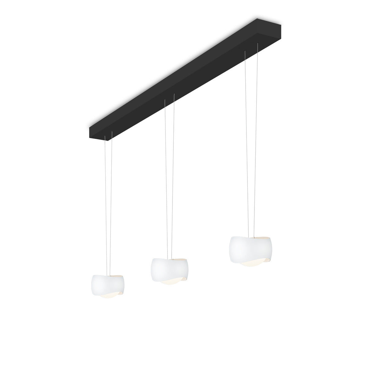 Oligo, Pendelleuchte Curved, 3-flammig Schwarz Weiss, moderne Lichtlösung