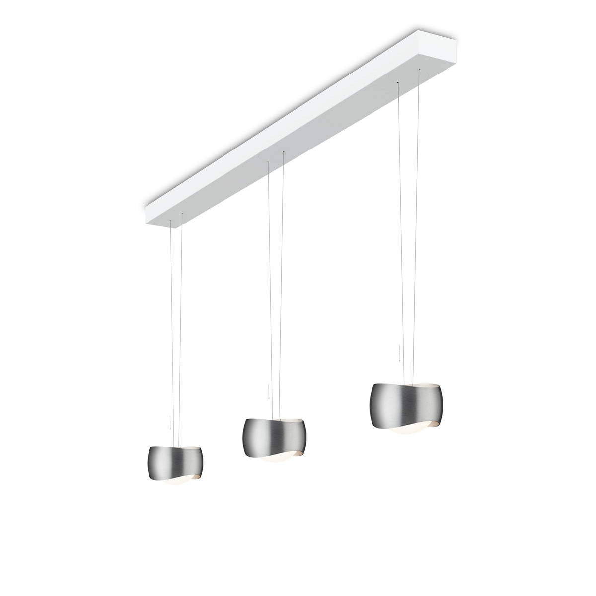Oligo, Pendelleuchte Curved, 3-flammig Weiss Aluminium, stilvolle Raumbeleuchtung