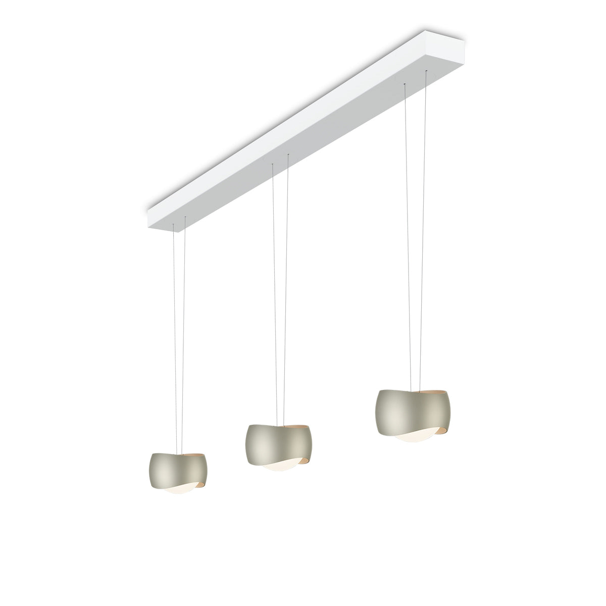 Oligo, Pendelleuchte Curved, 3-flammig Weiss Creme, moderne Esstischbeleuchtung