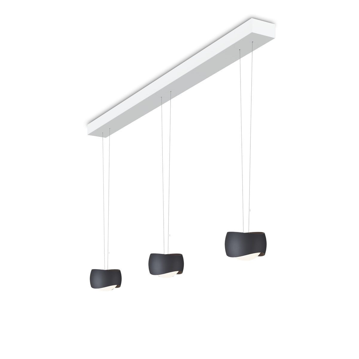 Oligo, Pendelleuchte Curved, 3-flammig Weiss Schwarz, stilvolle Lichtlösung