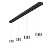 Oligo, Pendelleuchte Curved, 4-flammig Schwarz Aluminium, moderne Pendelleuchte