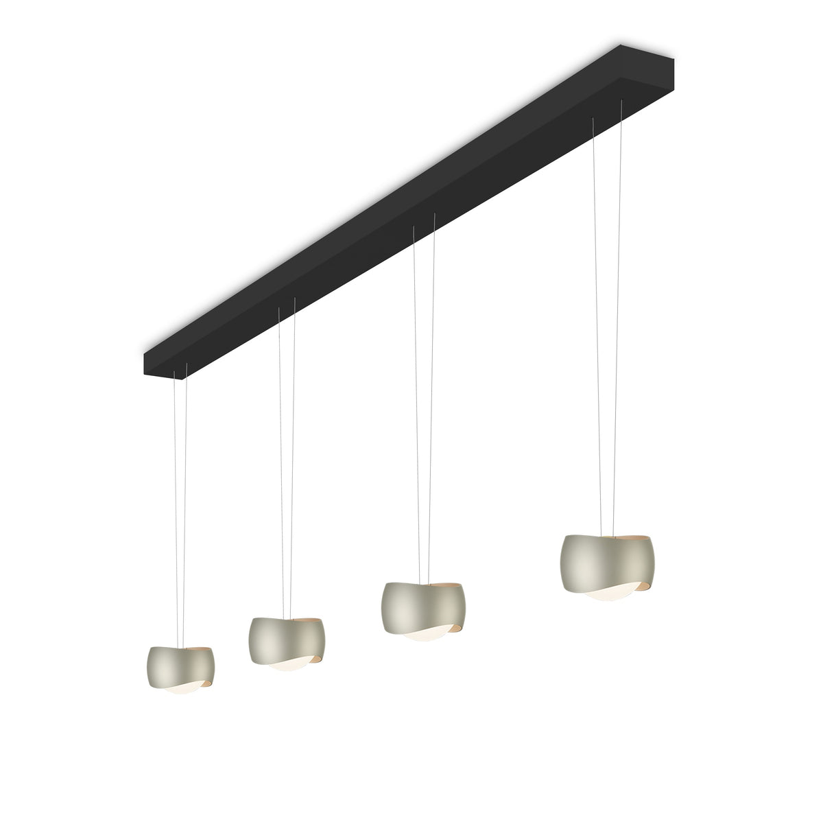 Oligo, Pendelleuchte Curved, 4-flammig Schwarz Creme, stilvolle Pendelleuchte