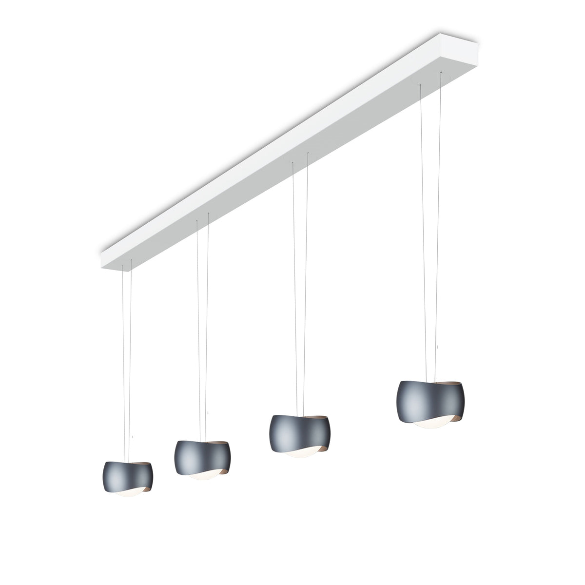 Oligo, Pendelleuchte Curved, 4-flammig Weiss Basalt, hochwertige Raumbeleuchtung
