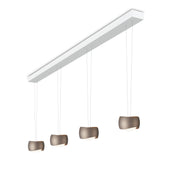 Oligo, Pendelleuchte Curved, 4-flammig Weiss Brazilian Brown, moderne Pendelleuchte