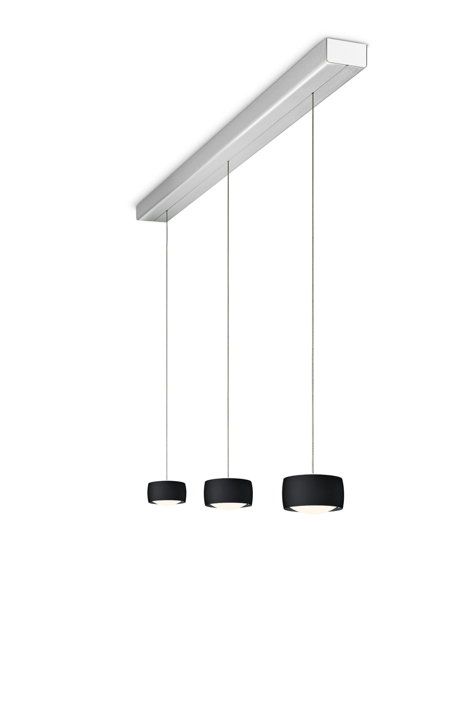 Oligo, Pendelleuchte Grace, 3-flammig Aluminium Schwarz, stilvolle Esstischbeleuchtung