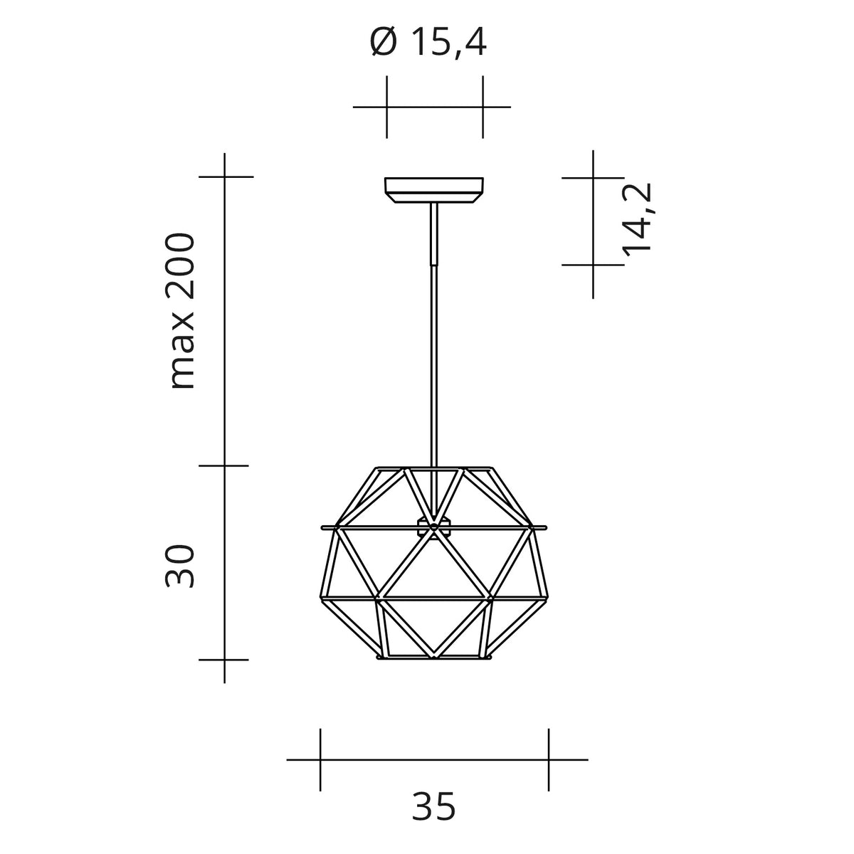 Urban Lighting, Pendelleuchte Euclide, 35cm Skizze, technische Lichtplanung