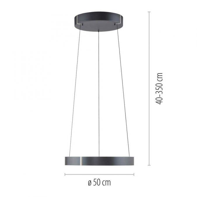 Pure, Pendelleuchte E-Clipse elektrisch, Anthrazit 50cm, Skizze