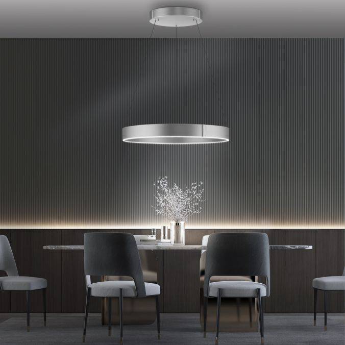 Pure, Pendelleuchte E-Clipse elektrisch, Aluminium 70cm, Raumbild