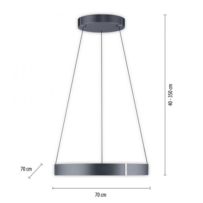 Pure, Pendelleuchte E-Clipse elektrisch, Anthrazit 70cm, Skizze