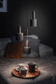 Expo Trading, Pendelleuchte Sledge Rondell, Grau, Raumbild Schlafzimmer