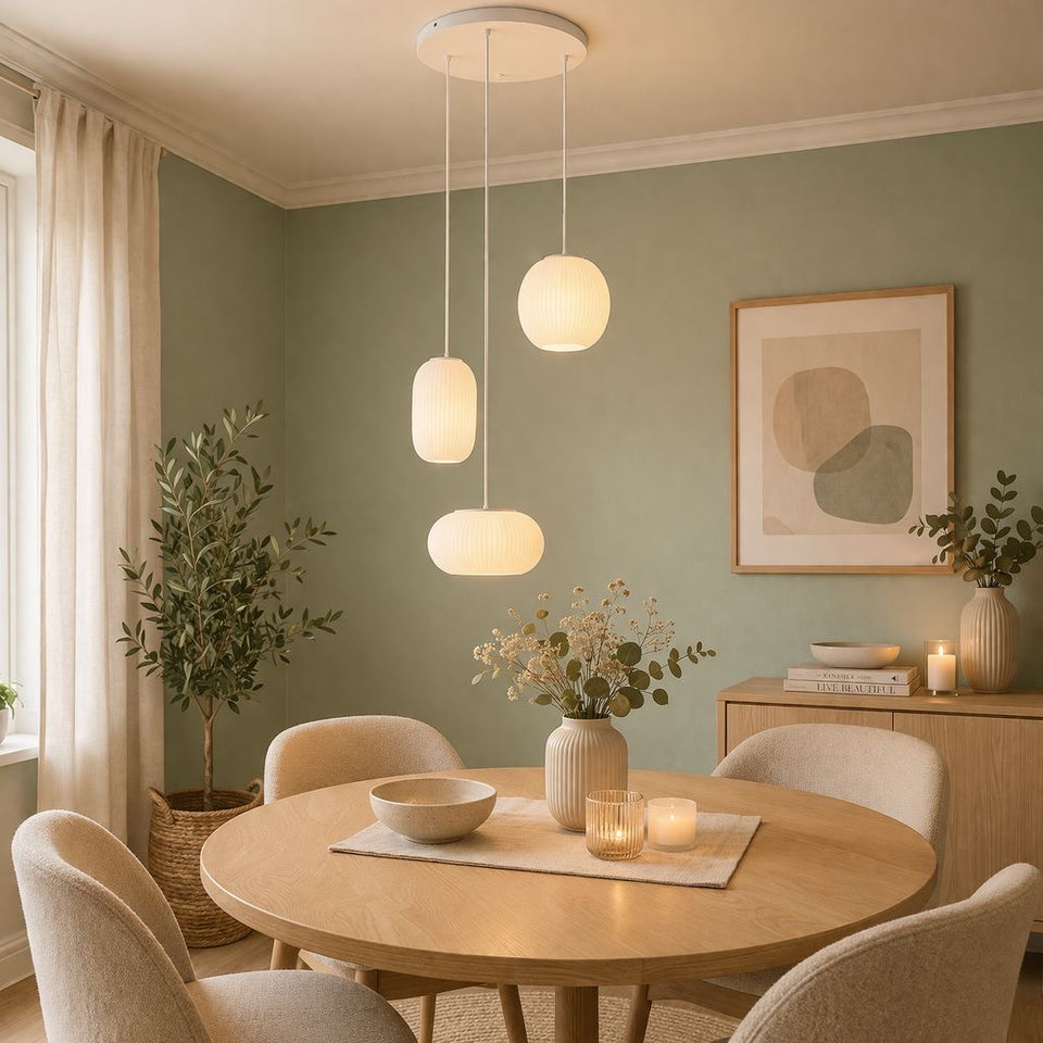 Recozy, Pendelleuchte Recozy Trio, Raumbild, moderne Raumbeleuchtung