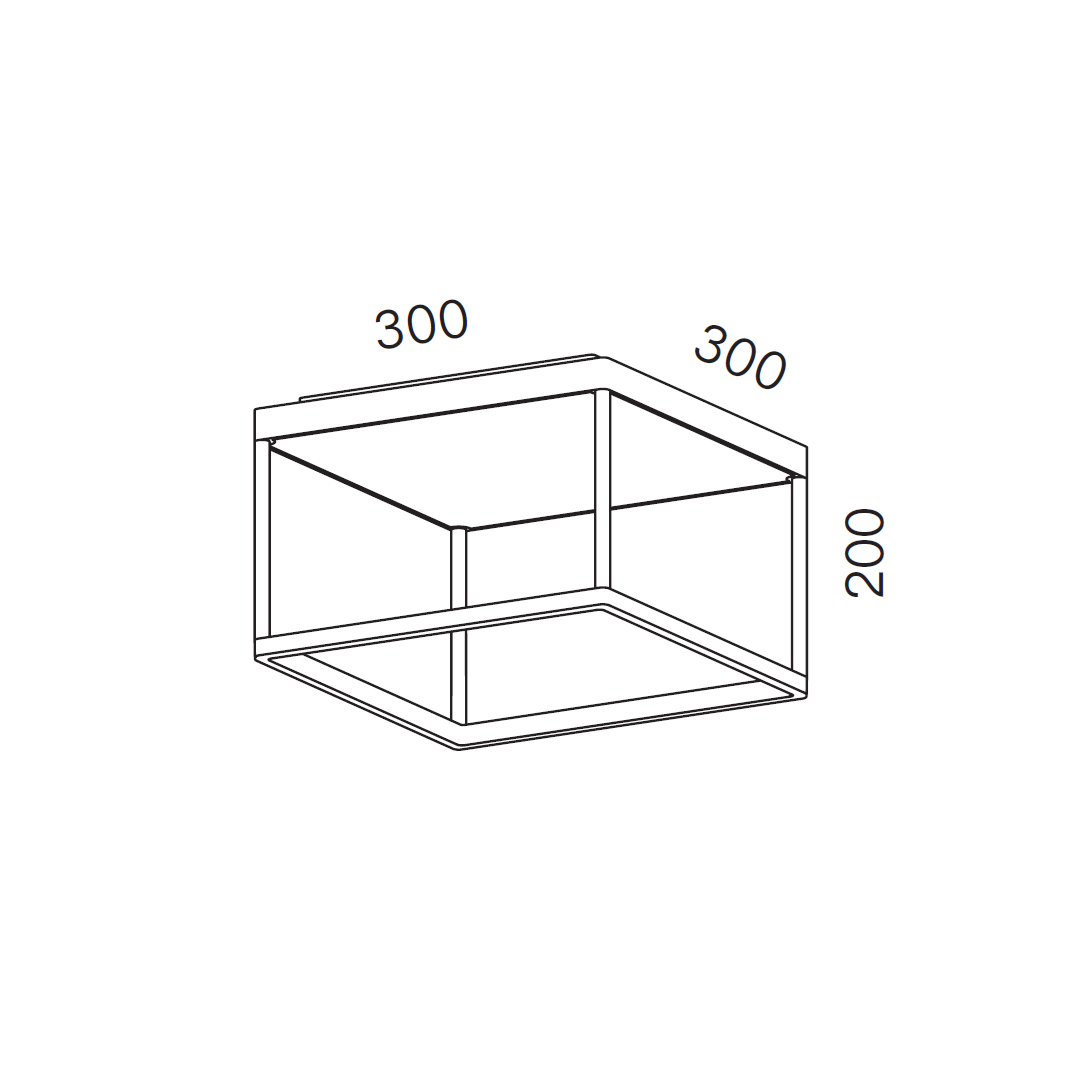 Deckenleuchte Reflex M 200, minimalistisches Design, quadratische Form, Maße 300x300x200 mm