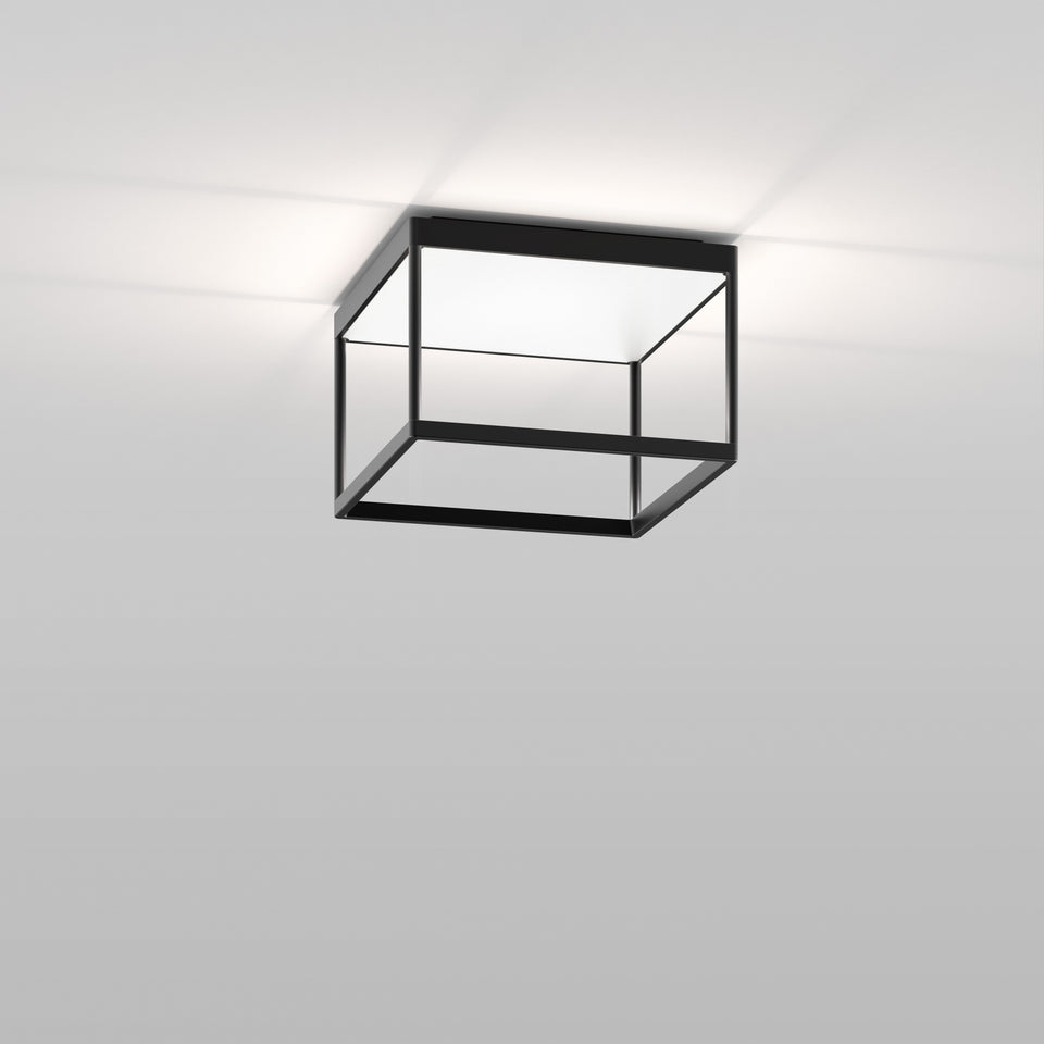 Moderne schwarze Deckenleuchte im minimalistischen Design, indirekte Beleuchtung, Wohnzimmer