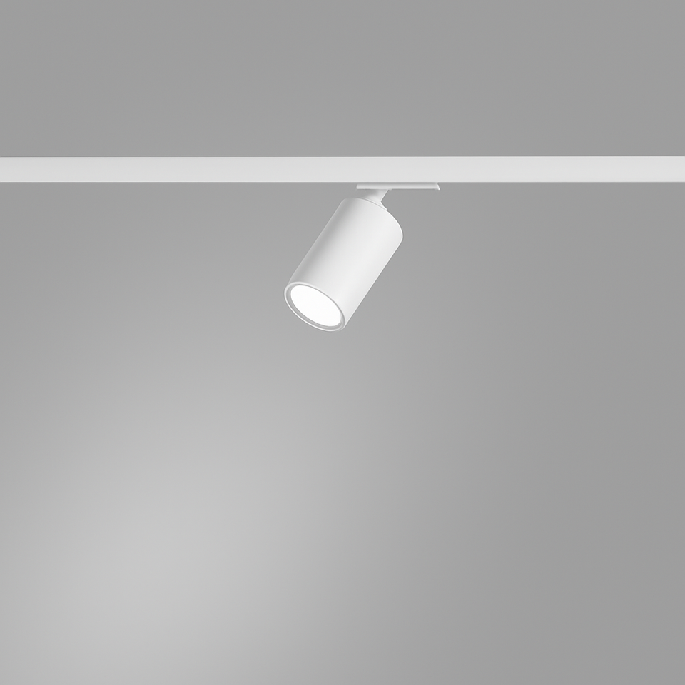 DLS Lighting, Stromschienenstrahler Short P1, Weiss-Weiss, professionelle Schienenbeleuchtung