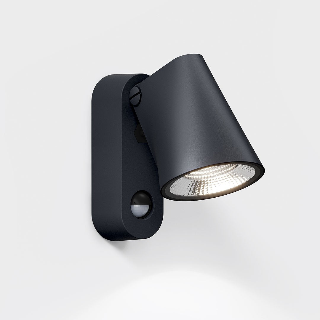 Wandleuchte stic, schwarz, dimmbar, moderne Außenbeleuchtung, IP65, Bewegungsmelder