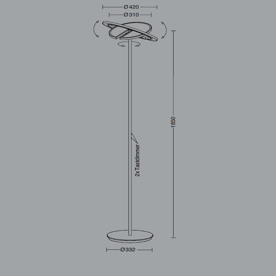 Holtkötter, Deckenfluter Supernova Linear, Skizze, technische Lichtplanung