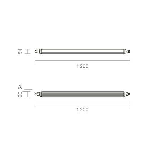 Sigor, Feuchtraumleuchte Tricolour CCT, 120cm Skizze, technische Lichtplanung
