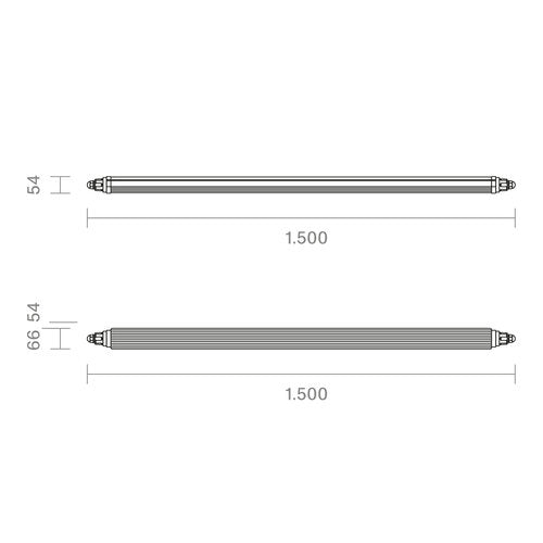 Sigor, Feuchtraumleuchte Tricolour CCT, 150cm Skizze, technische Lichtplanung