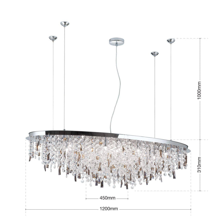 Lustre en cristal Crystal River à 21 lumières, chromé