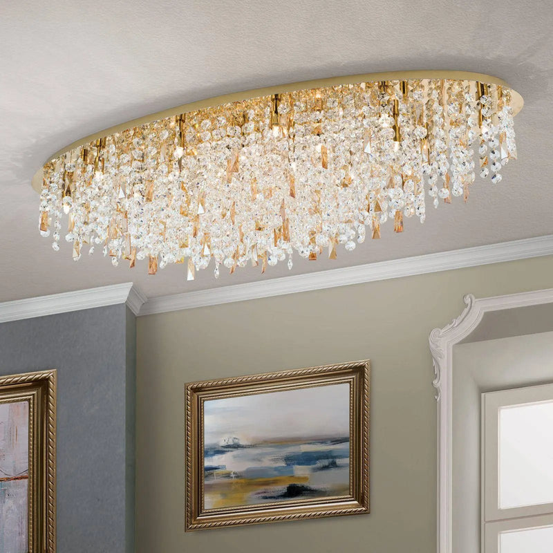 CRYSTALRIVER crystal ceiling light, 21 bulbs, gold