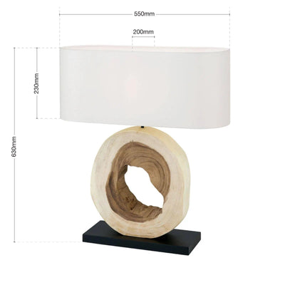 Table lamp NATHAN, natural wood with white fabric shade