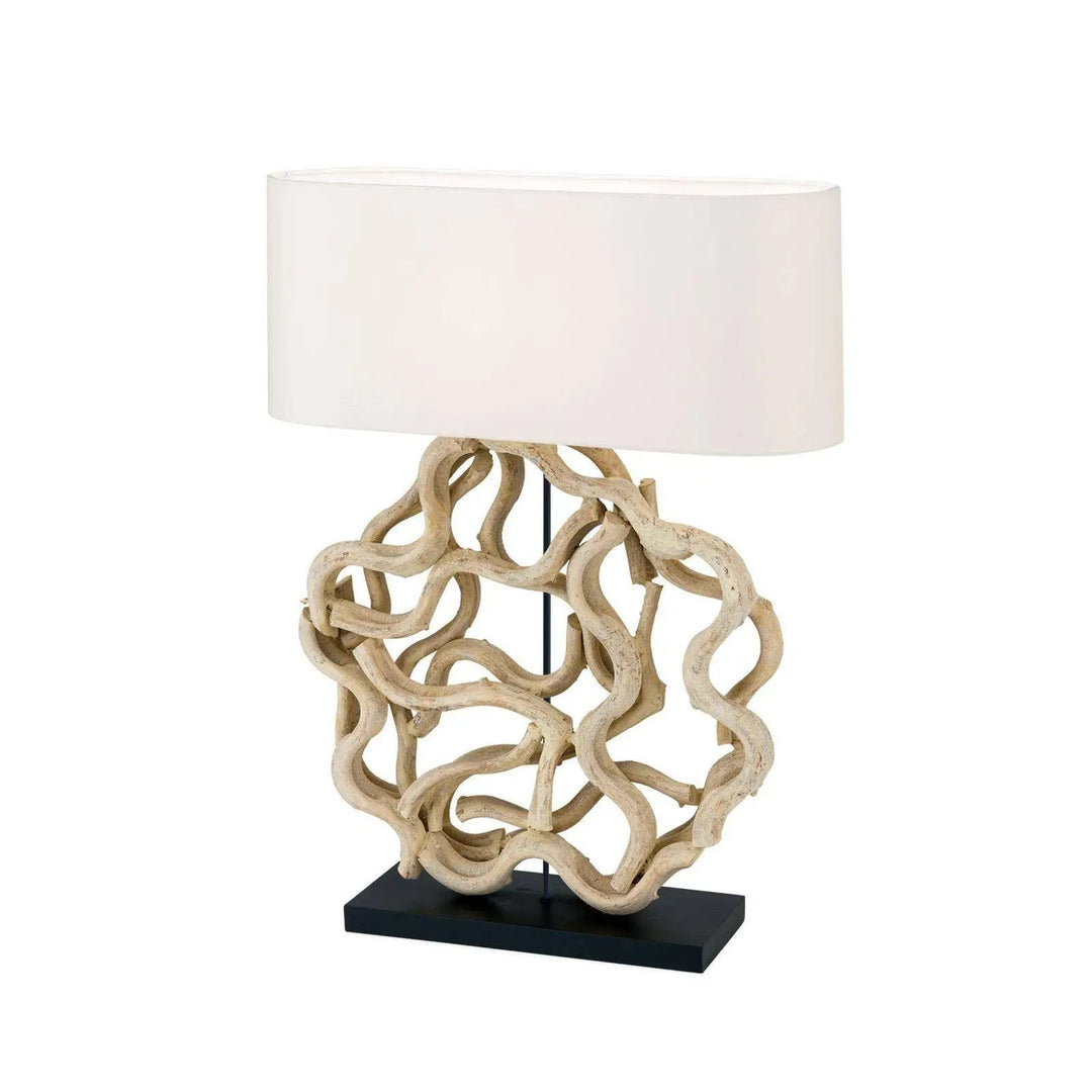 Tischleuchte PEGGY, Naturholz mit weißem Stoffschirm