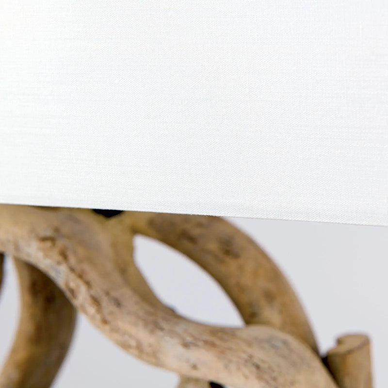 Tischleuchte PEGGY, Naturholz mit weißem Stoffschirm