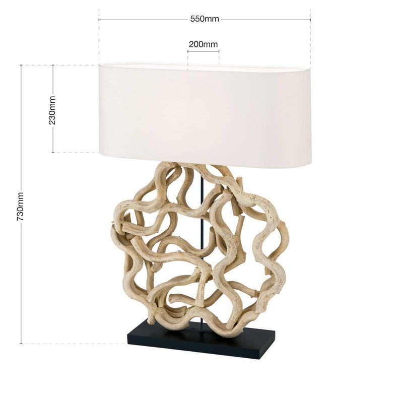 Table lamp PEGGY, natural wood with white fabric shade 