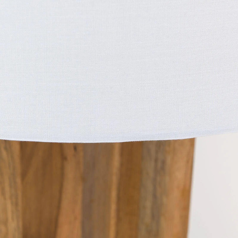 Table lamp DALLAS, natural wood with white fabric shade 