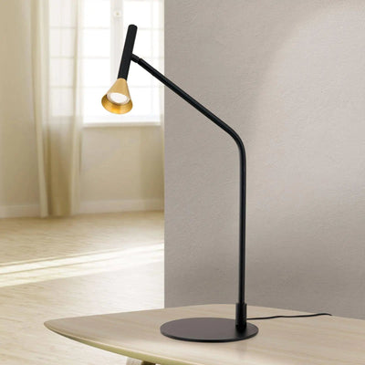 Table lamp ODEON, black with brass shade