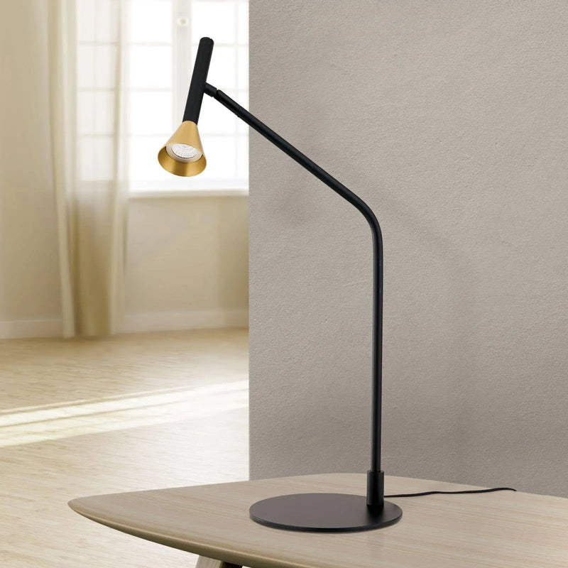 Table lamp ODEON, black with brass shade
