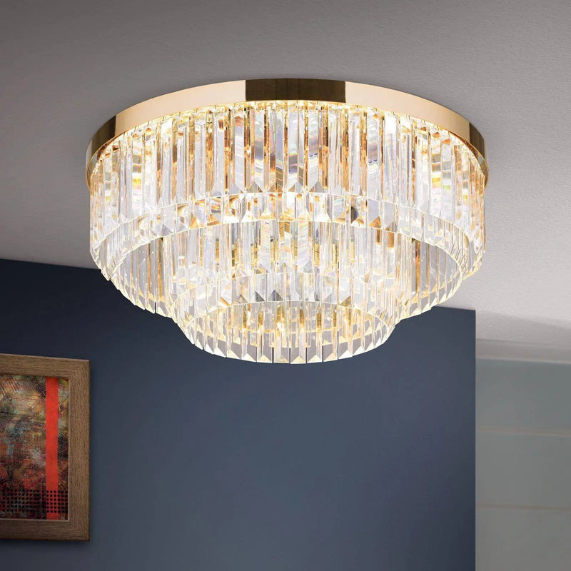 LED ceiling light PRISM, 24 carat gold plated, Ø 55cm