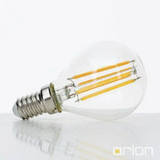 Orion, LED Tropfenform E14 klar, Seitenansicht, warmweißes Leuchtmittel