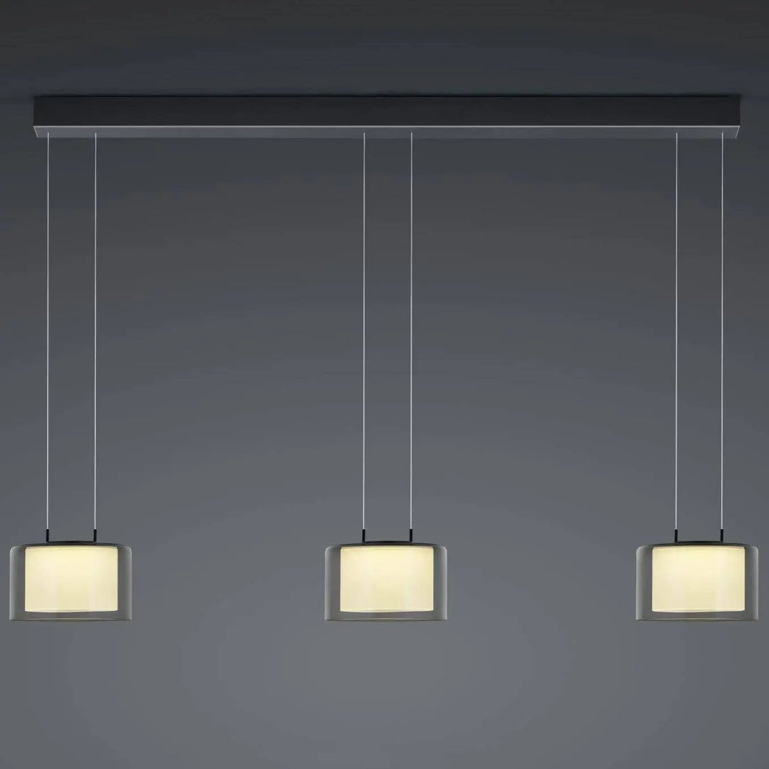 Suspension LED Grand Smoke 3 lampes, anthracite