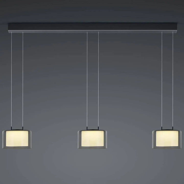 Suspension LED Grand Smoke 3 lampes, anthracite