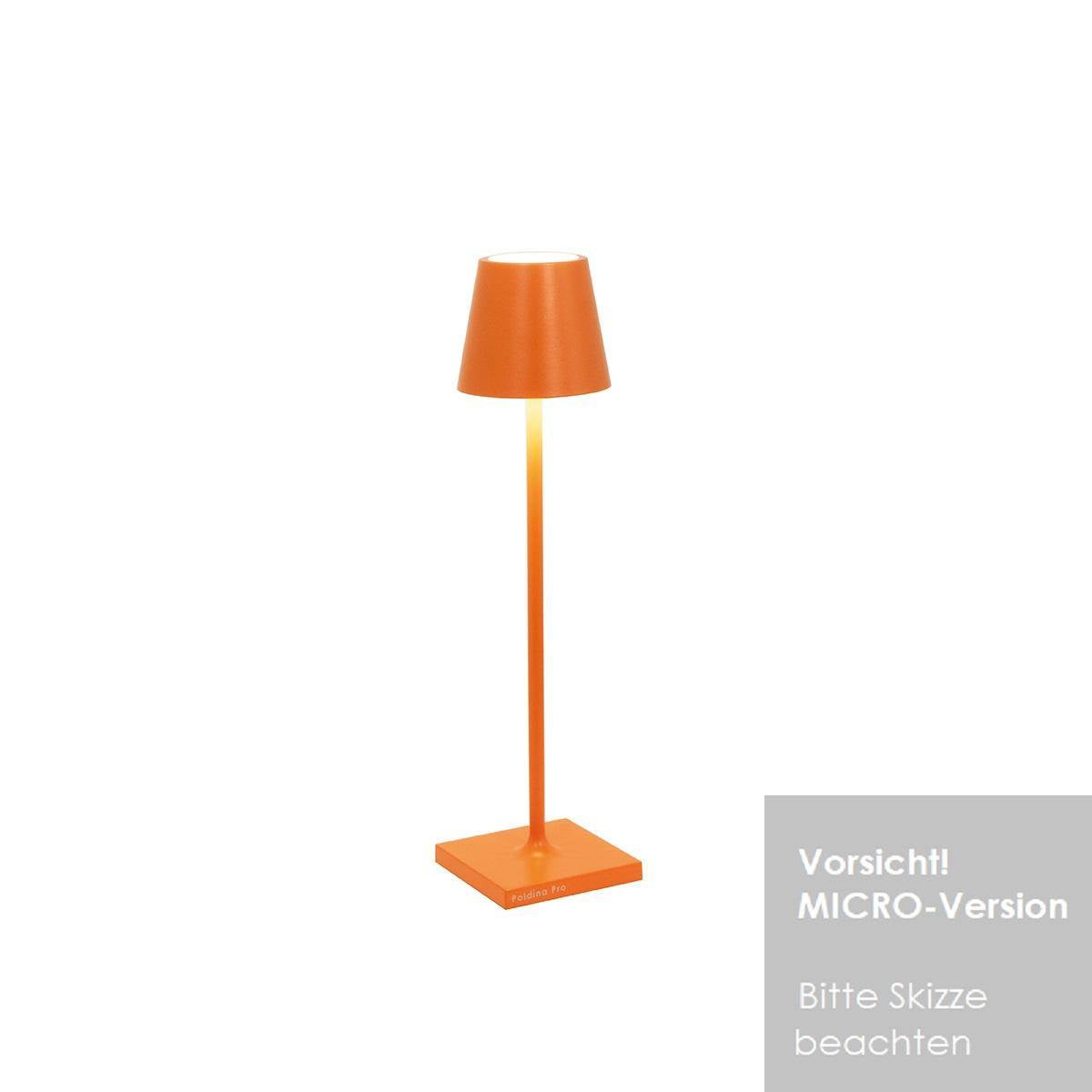 Tischleuchte Poldina micro, orange, Vorderansicht