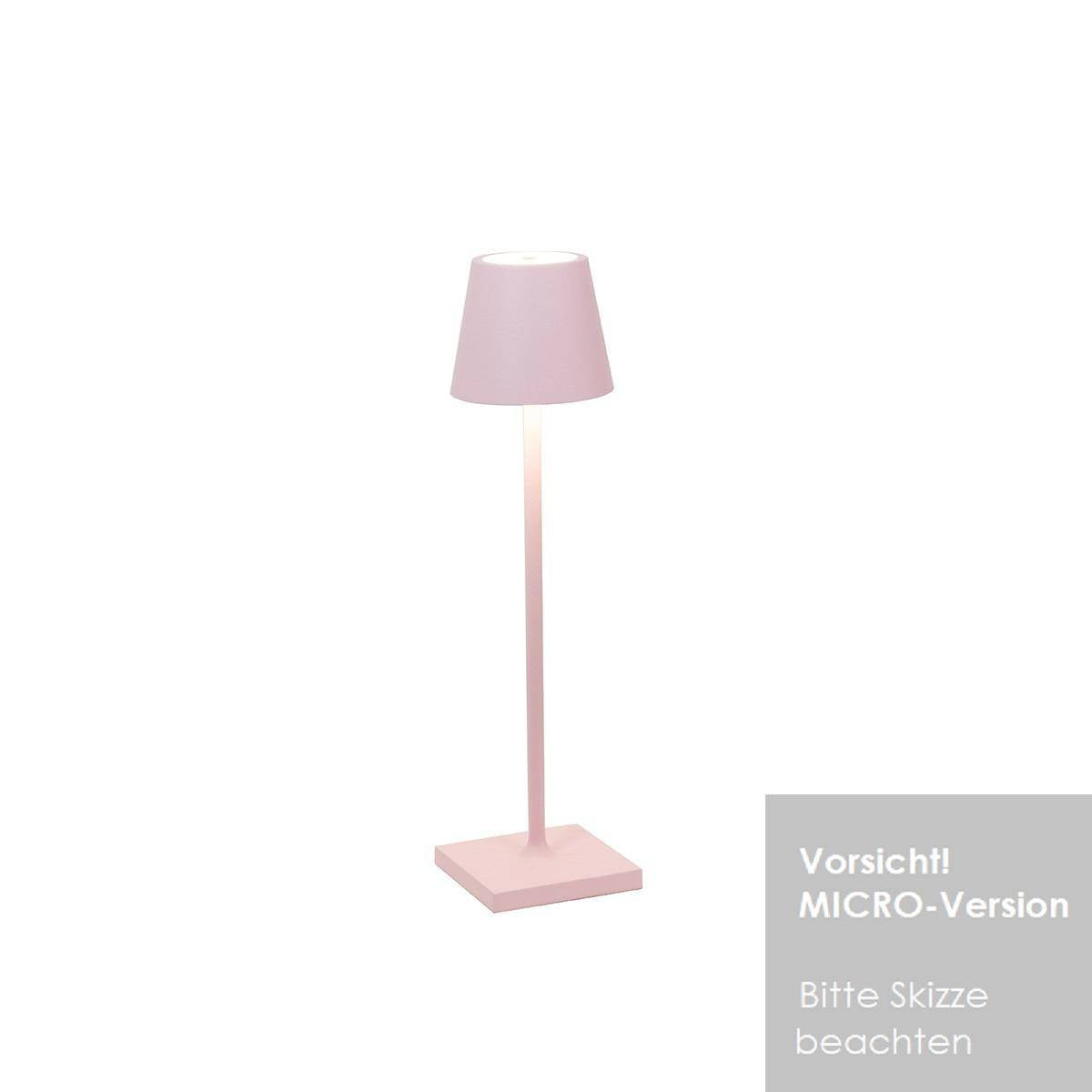 Zafferano, Poldina, Rosa Micro, kabellose Tischleuchte