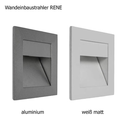 Wandeinbaustrahler Rene, aluminium