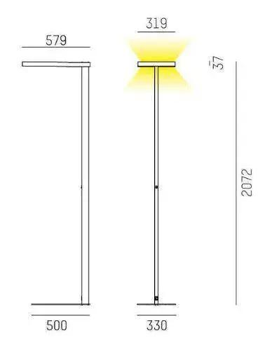 Molto Luce, Office-Stehleuchte Mia, Skizze, technische Lichtplanung