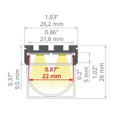 Klus Profile, LED-Profil All Round, Skizze, technische Lichtplanung
