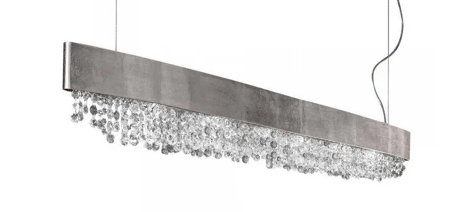 Masiero, Pendelleuchte Lea oval, Blattsilber, stilvolle Pendelleuchte