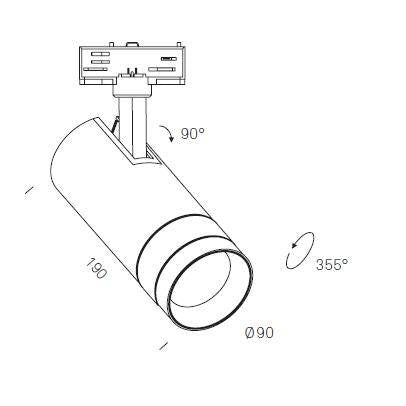 Projecteur sur rail triphasé LuxZoom, blanc