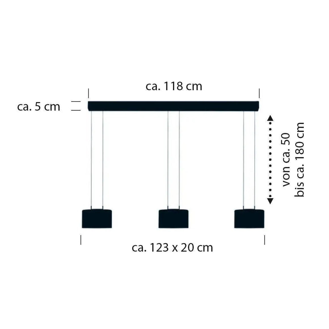 Suspension LED Grand Smoke 3 lampes, anthracite
