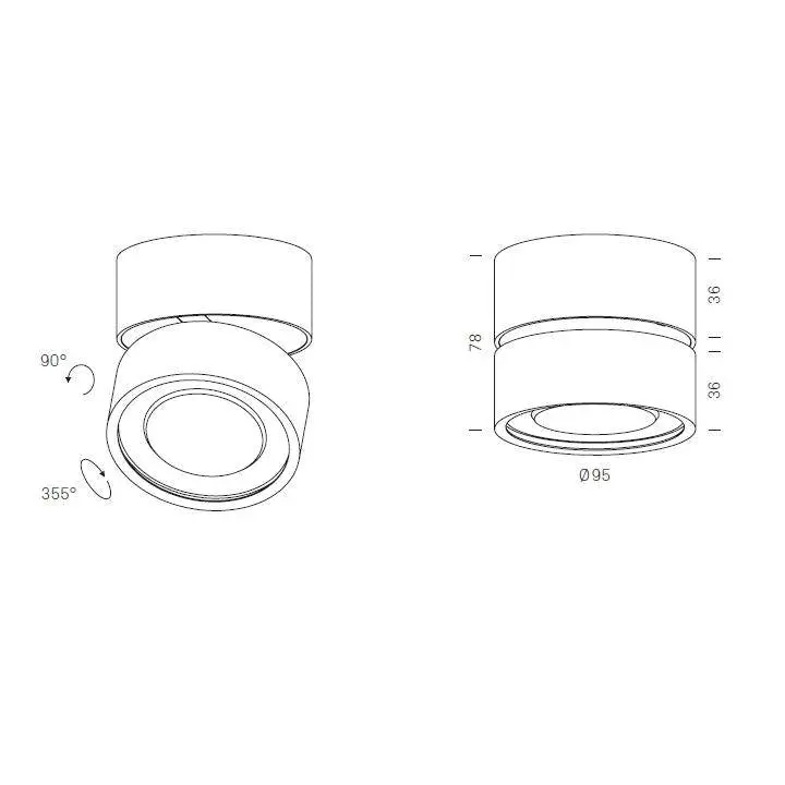 LUX-IT, Aufbaustrahler Swing Out 15,5W, Zeichnung, technische Lichtplanung