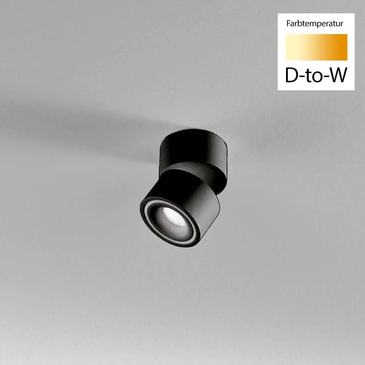 DLS Lighting, Clippo S klein Aufbaustrahler, Schwarz Dim-to-Warm, moderne LED Beleuchtung