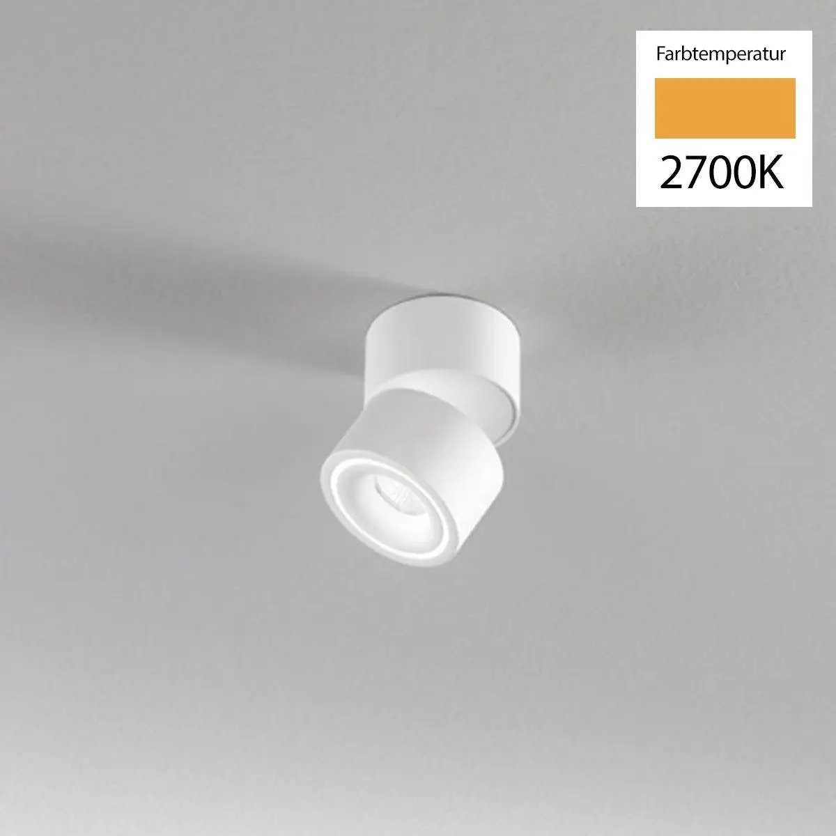 DLS Lighting, Clippo S klein Aufbaustrahler, Weiss 2700K, hochwertige Beleuchtung